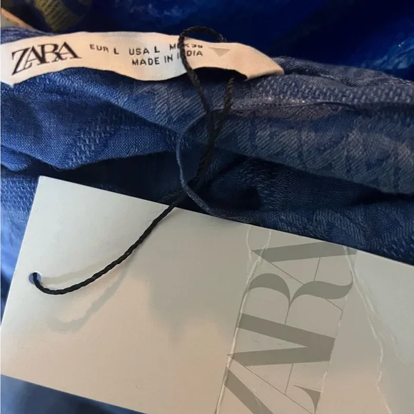 3 x $40 Zara womens blue beaded halter dress size L NWT - Picture 3 of 5